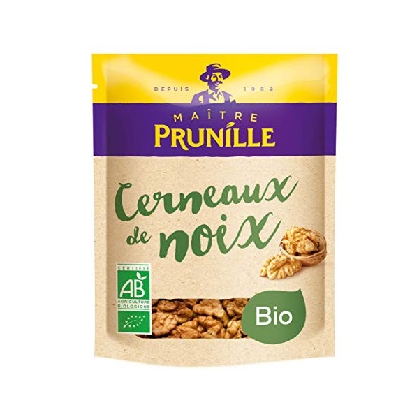 MAÎTRE PRUNILLE - Cerneaux De Noix BIO - Fruits Secs Pour Snack Ou Pâtisserie - Nutri Score A - Sachet Recyclable 125 g