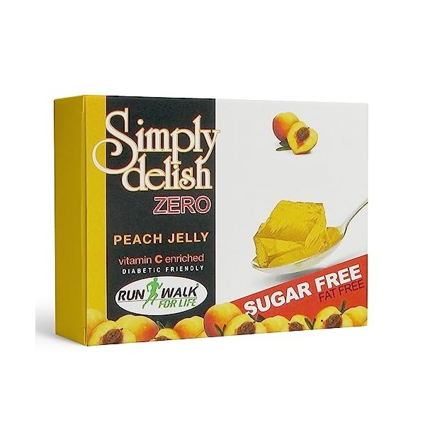 Simply Delish, Sugar-Free Jelly Dessert - Vegan, Gluten and Fat-Free, Peach Flavour - Pack of 24, Keto Friendly Sweets